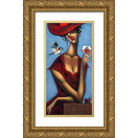 Rose d anjou 2 Gold Ornate Wood Framed Art Print with Double Matting by Tsantekidou, Rose