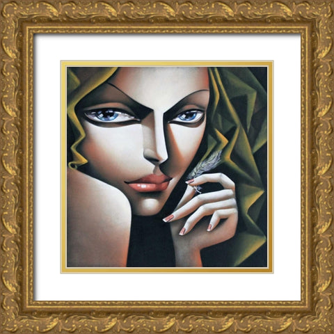 Flaum Gold Ornate Wood Framed Art Print with Double Matting by Tsantekidou, Rose