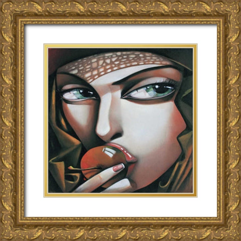 Versuchung Gold Ornate Wood Framed Art Print with Double Matting by Tsantekidou, Rose