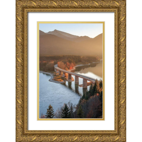 Sylvensteinspeicher im Herbst Gold Ornate Wood Framed Art Print with Double Matting by Scholz, Markus