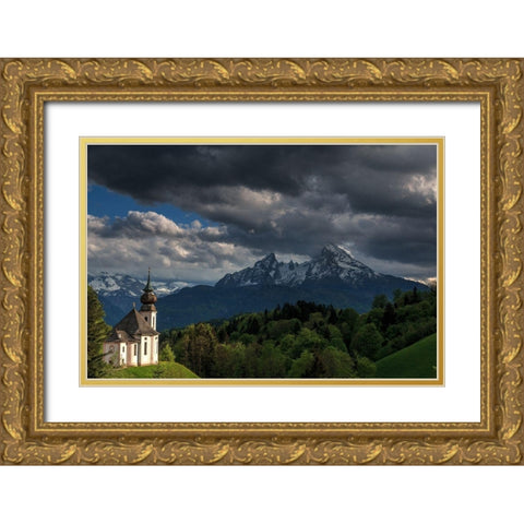 Maria Gern und Watzmann Gold Ornate Wood Framed Art Print with Double Matting by Scholz, Markus