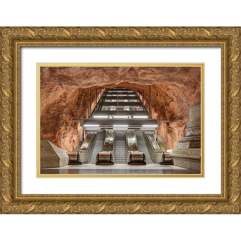 Radhuset Gold Ornate Wood Framed Art Print with Double Matting by Belhadi, Michael