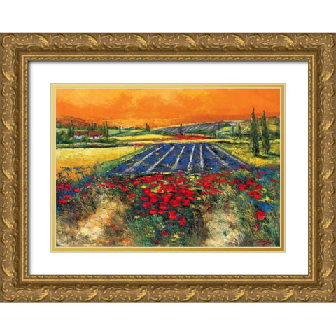 Provence Gold Ornate Wood Framed Art Print with Double Matting by Madjid