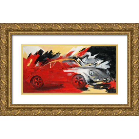 Porsche Gold Ornate Wood Framed Art Print with Double Matting by Kirsch-Ulbricht, Monika