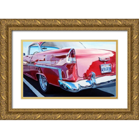 Chevy on Chevy Reflections Gold Ornate Wood Framed Art Print with Double Matting by Schuh, Michael