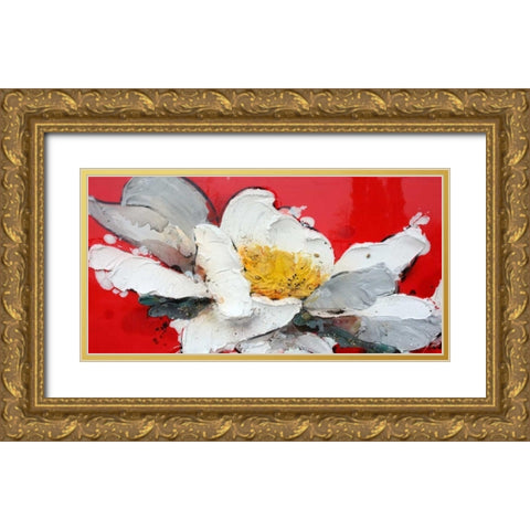 Peonia in rosso Gold Ornate Wood Framed Art Print with Double Matting by Beletti, Nicole