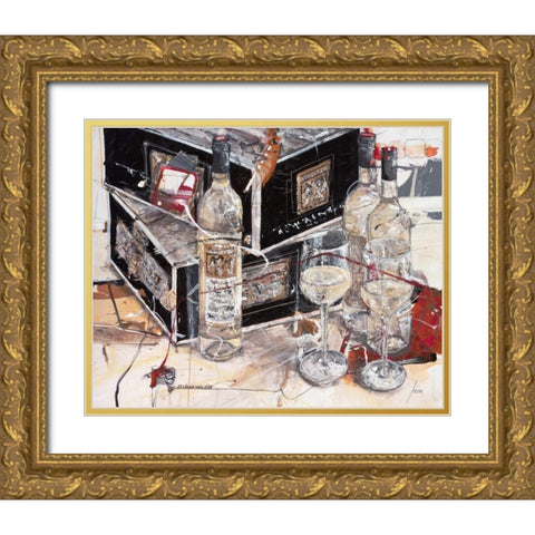 Es wird a Wein sein Gold Ornate Wood Framed Art Print with Double Matting by Mayer, Norbert