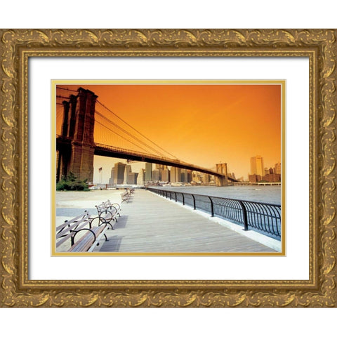 Manhattans exit Gold Ornate Wood Framed Art Print with Double Matting by Reis, Thomas
