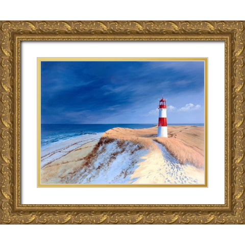 Leutturm bei List-Sylt Gold Ornate Wood Framed Art Print with Double Matting by Schneider, Sigur