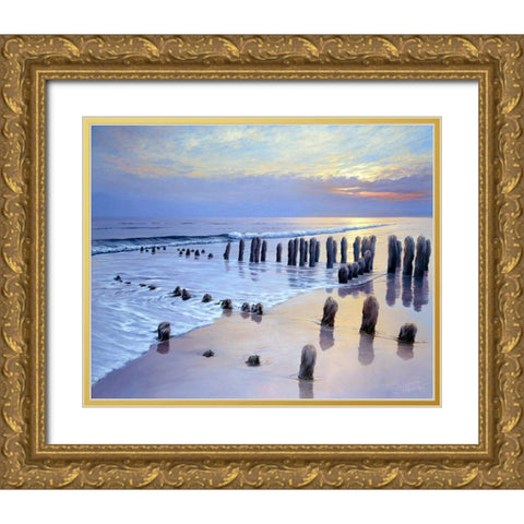 Sunset at Ostsee coast I Gold Ornate Wood Framed Art Print with Double Matting by Schneider, Sigur