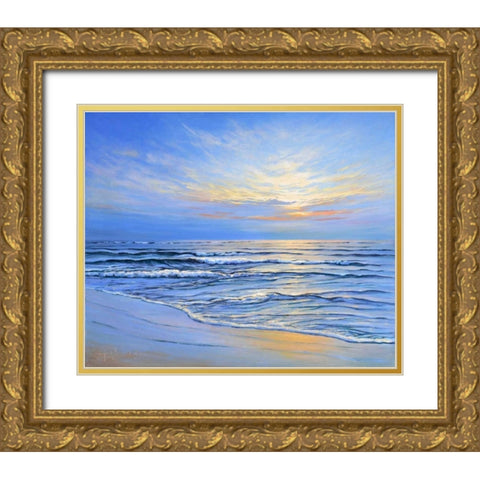 Sunset at Ostsee coast II Gold Ornate Wood Framed Art Print with Double Matting by Schneider, Sigur