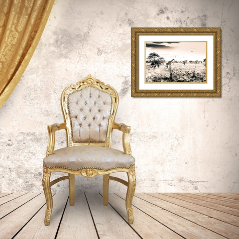 Giraffe Gold Ornate Wood Framed Art Print with Double Matting by Seifinger, Toby