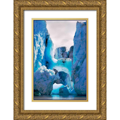 Blue Ice Gold Ornate Wood Framed Art Print with Double Matting by Stalowy, John