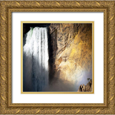 Lower Falls Yellowstone Gold Ornate Wood Framed Art Print with Double Matting by Stalowy, John