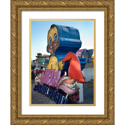 Duck Gold Ornate Wood Framed Art Print with Double Matting by Stalowy, John