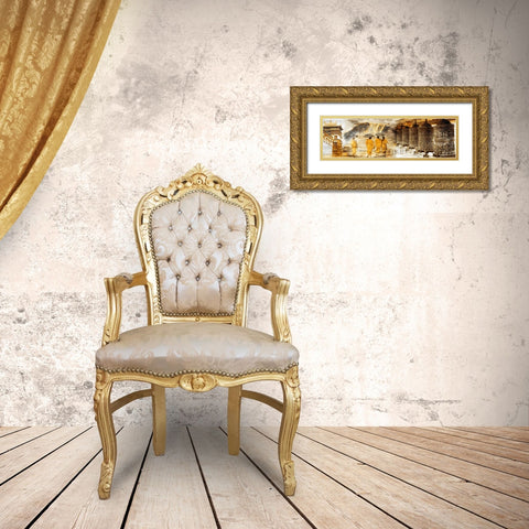 Collage Tibet Gold Ornate Wood Framed Art Print with Double Matting by Adamsky