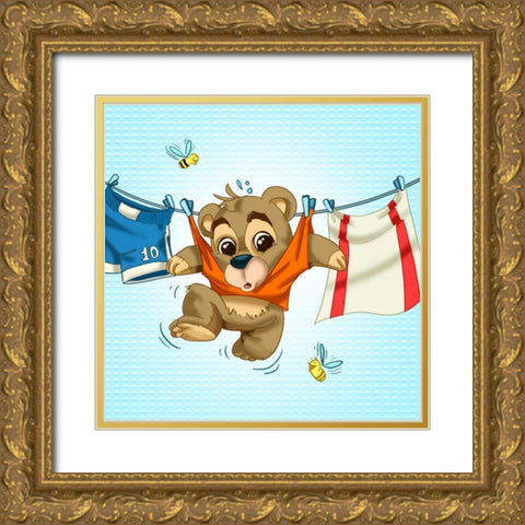 Bear and clothes Gold Ornate Wood Framed Art Print with Double Matting by Alvez, A. - Perez, A.
