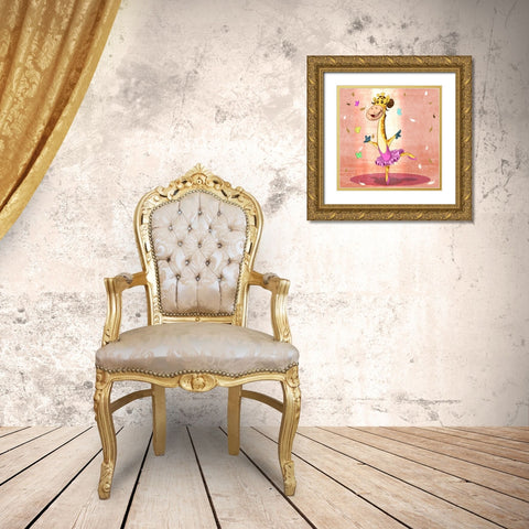 The giraffe dancer Gold Ornate Wood Framed Art Print with Double Matting by Alvez, A. - Perez, A.