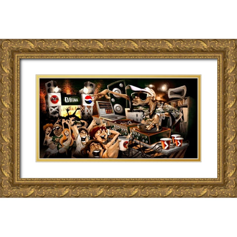 The Party Gold Ornate Wood Framed Art Print with Double Matting by Alvez, A. - Perez, A.