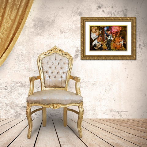 Jazz Club Gold Ornate Wood Framed Art Print with Double Matting by Alvez, A. - Perez, A.