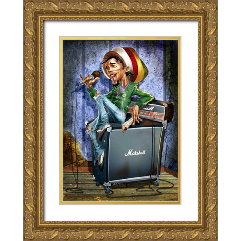 Rastafarian Gold Ornate Wood Framed Art Print with Double Matting by Alvez, A. - Perez, A.