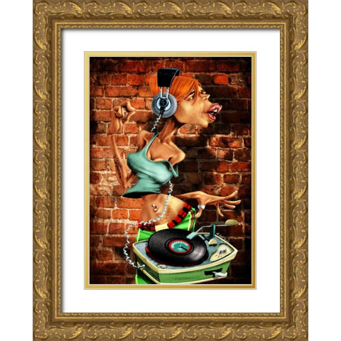 DJ-Moon Gold Ornate Wood Framed Art Print with Double Matting by Alvez, A. - Perez, A.
