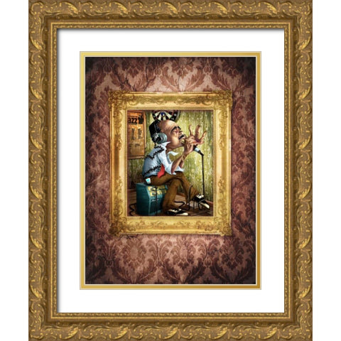 Bluesman 2A Gold Ornate Wood Framed Art Print with Double Matting by Alvez, A. - Perez, A.