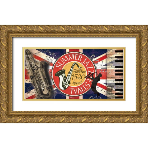 Music Jazz 01 Gold Ornate Wood Framed Art Print with Double Matting by Art Made 4 u