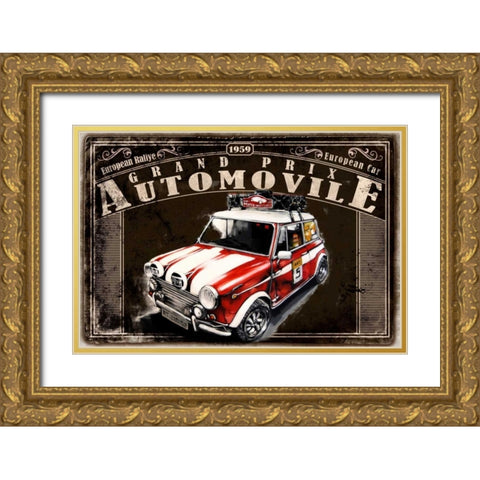 Grand Prix Automovile Black Gold Ornate Wood Framed Art Print with Double Matting by Sola, Bresso