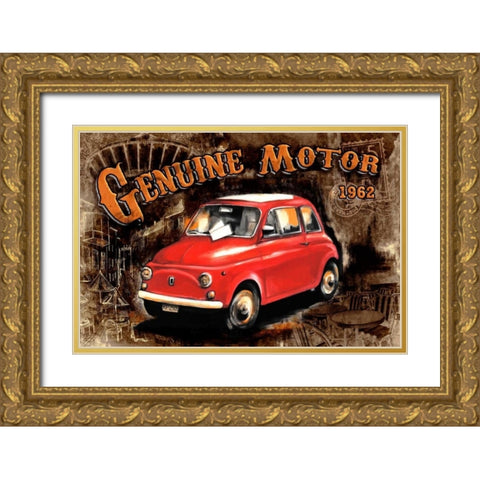 Car Genuine Motor Black Gold Ornate Wood Framed Art Print with Double Matting by Sola, Bresso