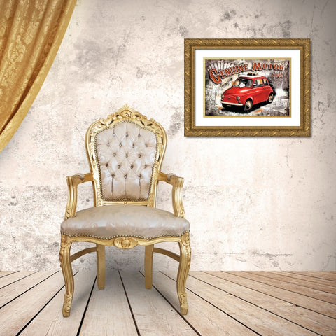 Car Genuine Motor White Gold Ornate Wood Framed Art Print with Double Matting by Sola, Bresso