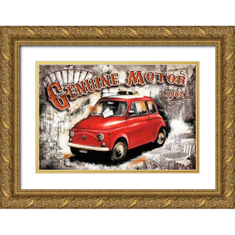 Car Genuine Motor White Gold Ornate Wood Framed Art Print with Double Matting by Sola, Bresso