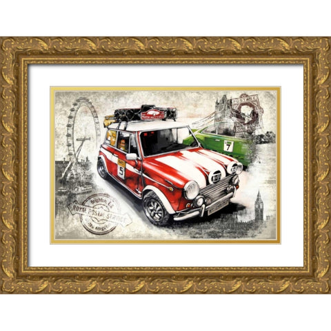 Car 01 London Gold Ornate Wood Framed Art Print with Double Matting by Sola, Bresso
