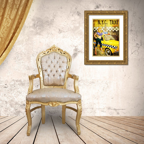 Taxi Girl Gold Ornate Wood Framed Art Print with Double Matting by Sola, Bresso