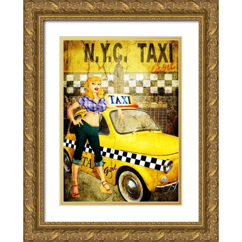 Taxi Girl Gold Ornate Wood Framed Art Print with Double Matting by Sola, Bresso