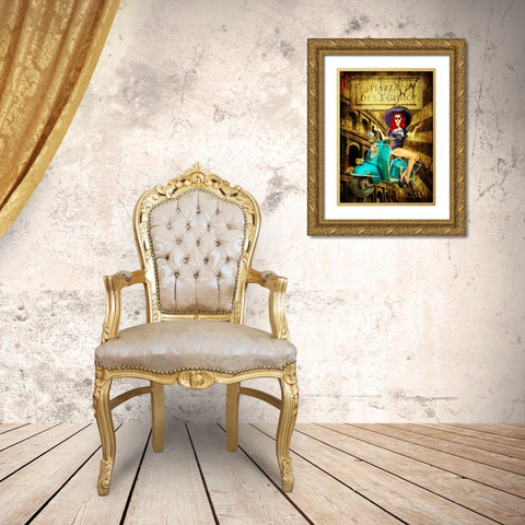 Pin Up Rome Gold Ornate Wood Framed Art Print with Double Matting by Sola, Bresso