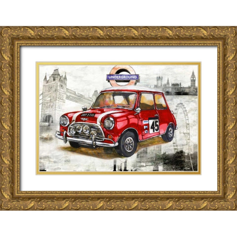 London Car Gold Ornate Wood Framed Art Print with Double Matting by Sola, Bresso
