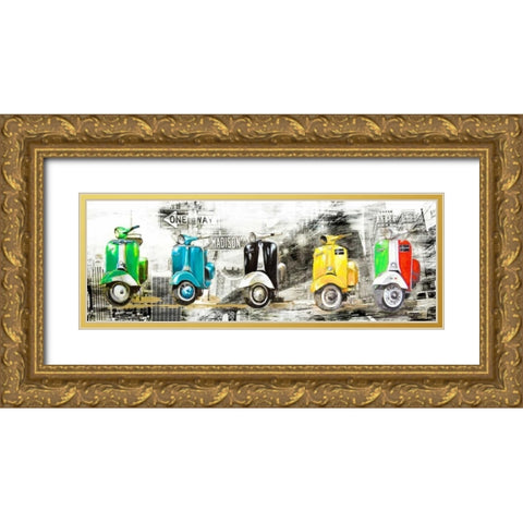 Vespa in NY Gold Ornate Wood Framed Art Print with Double Matting by Sola, Bresso