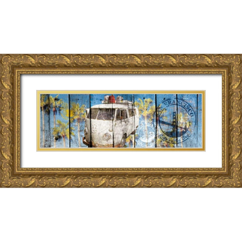 The beach van Gold Ornate Wood Framed Art Print with Double Matting by Sola, Bresso