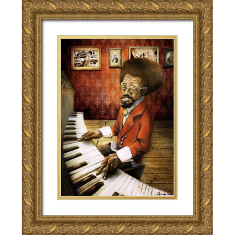 The Pianist Gold Ornate Wood Framed Art Print with Double Matting by Sola, Bresso