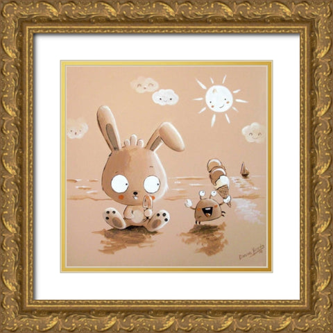 Rabbit and Crab Gold Ornate Wood Framed Art Print with Double Matting by Vicedo, Diana
