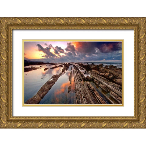 Wild coast 843 Gold Ornate Wood Framed Art Print with Double Matting by Palacios, J.A.
