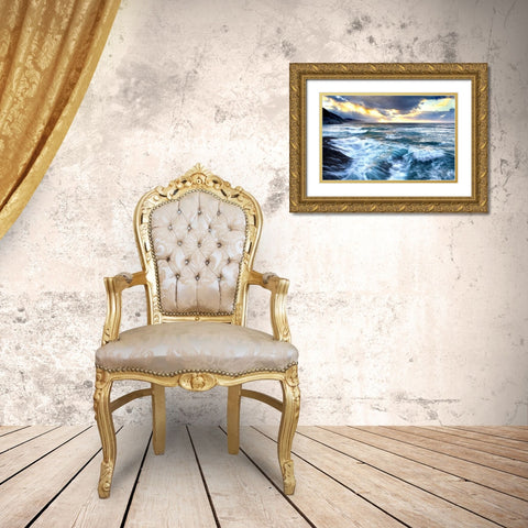 Sea twilight 839 Gold Ornate Wood Framed Art Print with Double Matting by Palacios, J.A.