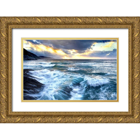Sea twilight 839 Gold Ornate Wood Framed Art Print with Double Matting by Palacios, J.A.