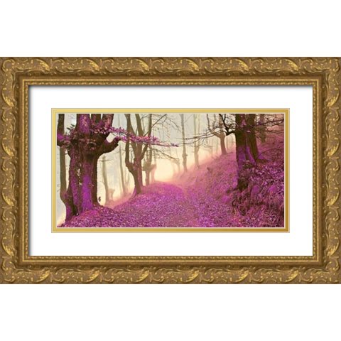 Forest in purple 827 Gold Ornate Wood Framed Art Print with Double Matting by Palacios, J.A.