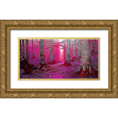 Forest and sunbeam 822 Gold Ornate Wood Framed Art Print with Double Matting by Palacios, J.A.