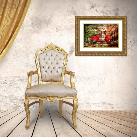 Italy Collage 2 Gold Ornate Wood Framed Art Print with Double Matting by Robins, John H.