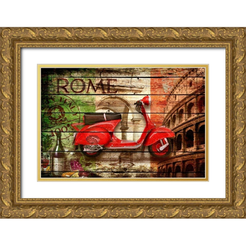 Italy Collage 2 Gold Ornate Wood Framed Art Print with Double Matting by Robins, John H.