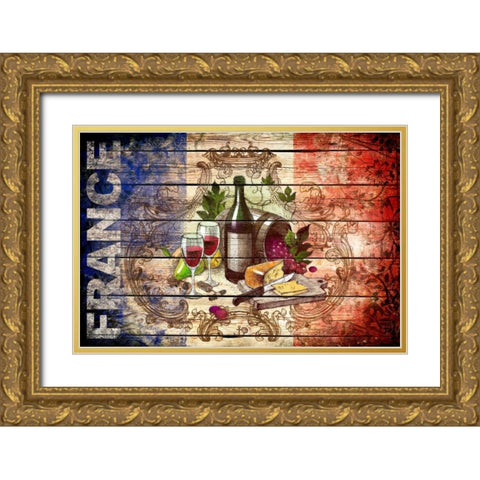 France Collage 01.02 Gold Ornate Wood Framed Art Print with Double Matting by Robins, John H.