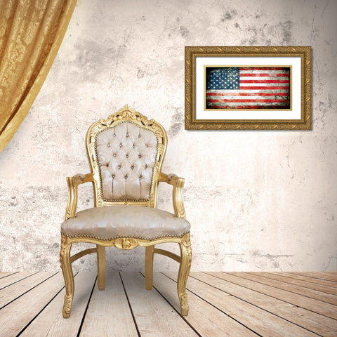 USA 1 Gold Ornate Wood Framed Art Print with Double Matting by Robins, John H.